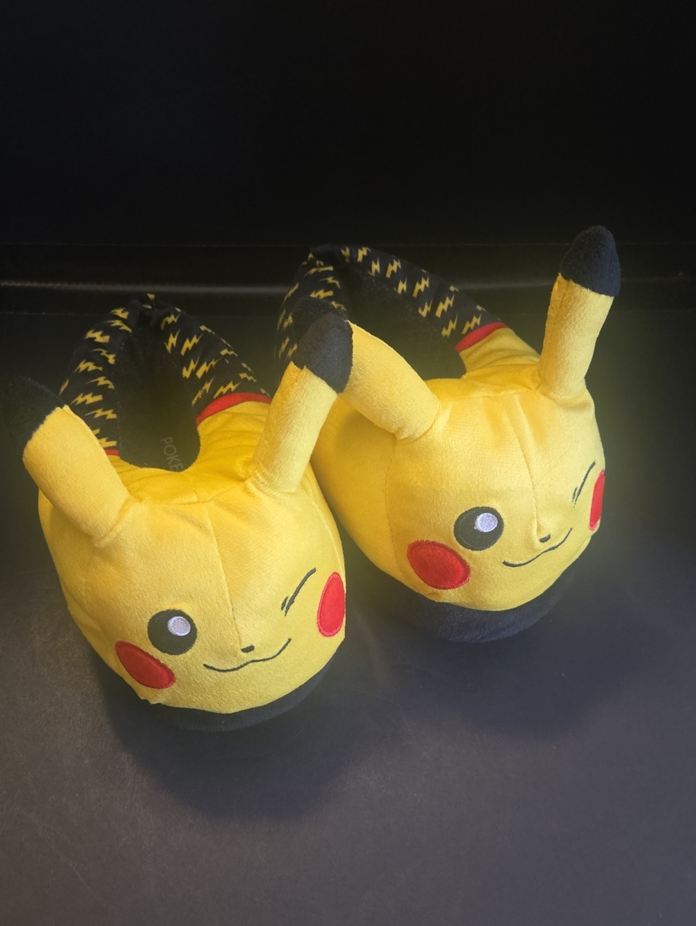 Pokemon Pikachu Plush Slippers - Yellow with Red Cheeks